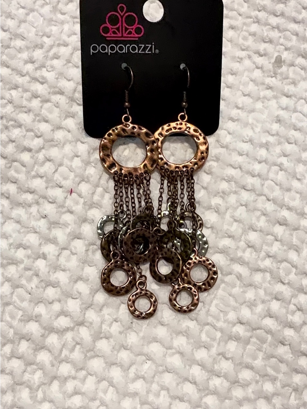 paparazzi Copper and Silver Layered Circle Fringe Earrings